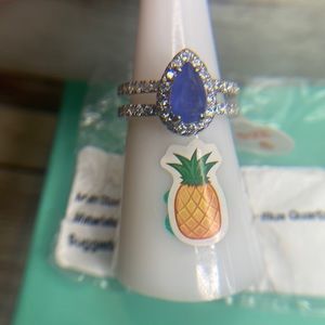 RBP 2859 Natural Cornflower Blue Quartz size 6 .925Sterling silver